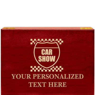 Crown Awards Car Show Rosewood Humidor Gift, Customize with Your Own Text Engraving