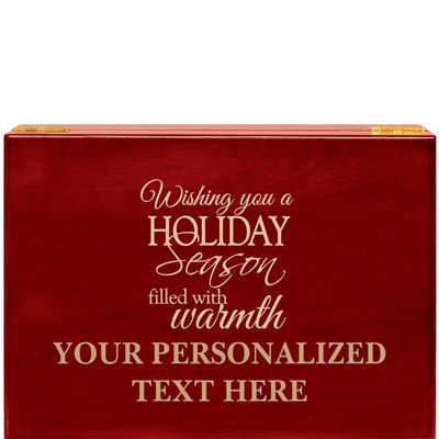Crown Awards Holiday Rosewood Humidor Gift, Customize with Your Own Text Engraving