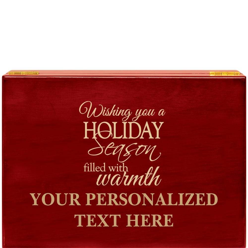 Crown Awards Holiday Rosewood Humidor Gift, Customize with Your Own Text Engraving
