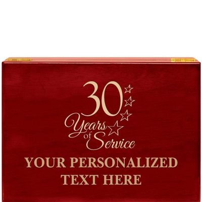 Crown Awards 30 Years of Service Rosewood Humidor Gift, Customize with Your Own Text Engraving