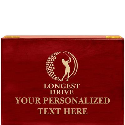 Crown Awards Golf Longest Drive Female Rosewood Humidor Gift, Customize with Your Own Text Engraving Prime
