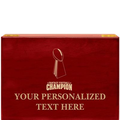 Crown Awards Fantasy Football Rosewood Humidor, Customize with Your Own Text Engraving