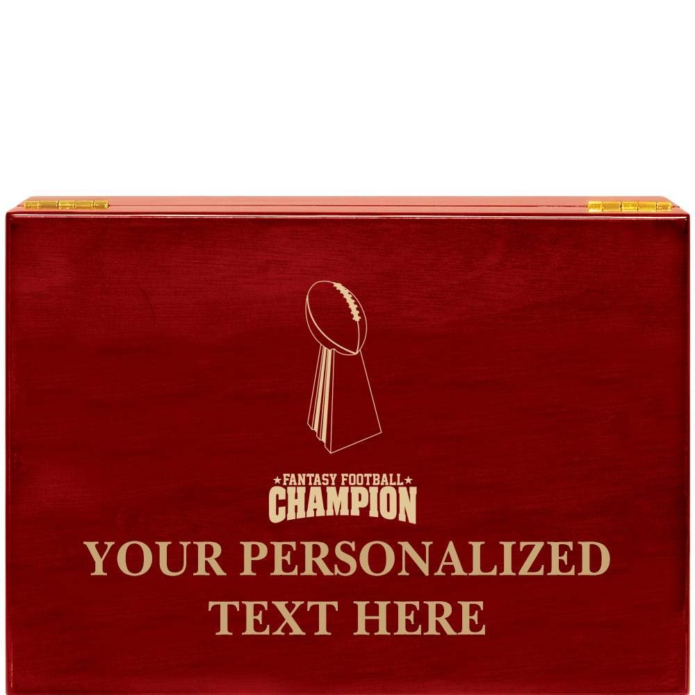 Crown Awards Fantasy Football Rosewood Humidor, Customize with Your Own Text Engraving