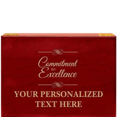 Crown Awards Commitment to Excellence Rosewood Humidor Gift, Customize with Your Own Text Engraving Prime