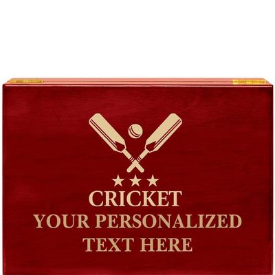 Crown Awards Cricket Rosewood Humidor Gift, Customize with Your Own Text Engraving Prime