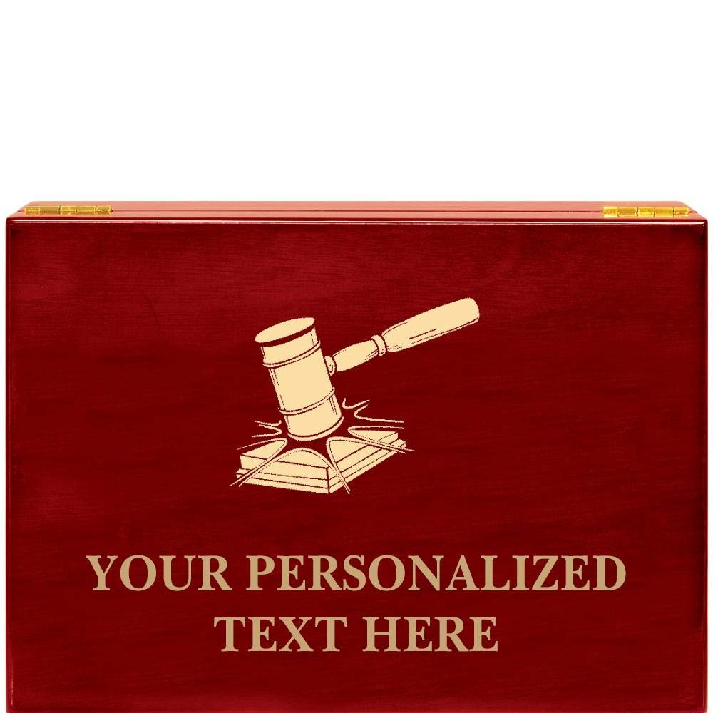 Crown Awards Gavel Rosewood Humidor Gift, Customize with Your Own Text Engraving Prime