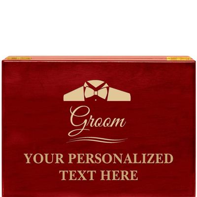 Crown Awards Groom Rosewood Humidor Gift, Customize with Your Own Text Engraving Prime