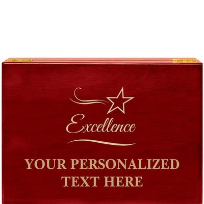 Crown Awards Excellence Rosewood Humidor Gift, Customize with Your Own Text Engraving