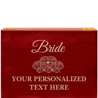 Crown Awards Bride Rosewood Humidor Gift, Customize with Your Own Text Engraving Prime