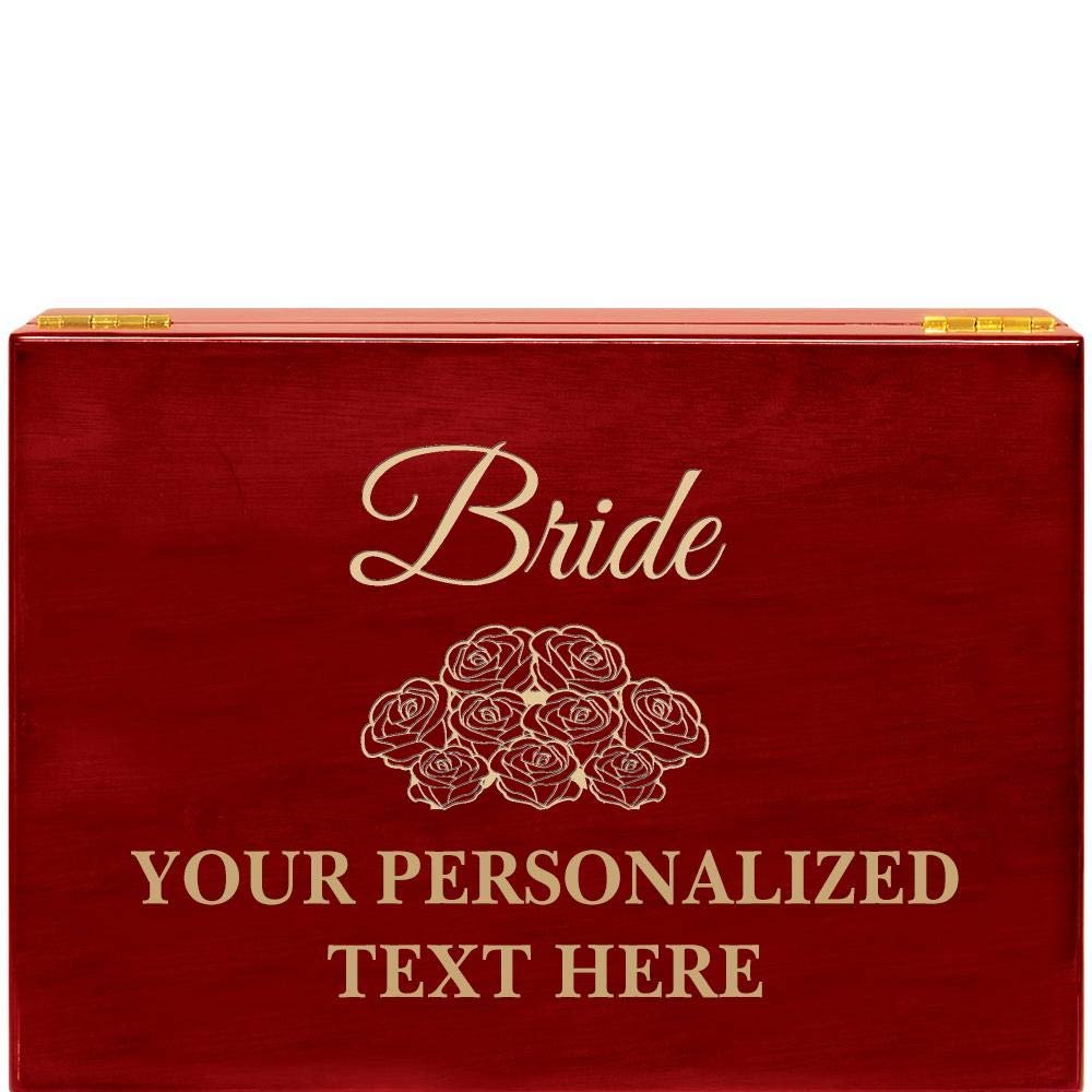 Crown Awards Bride Rosewood Humidor Gift, Customize with Your Own Text Engraving Prime