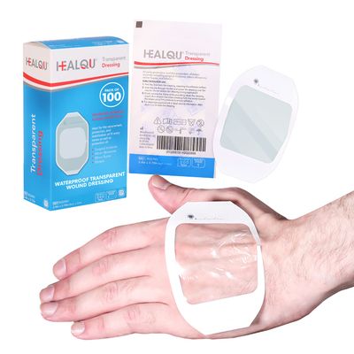 Transparent Film Dressing 2.3" x 2.75" (100 Pack)  Waterproof Adhesive Wound Bandages for Post-Surgical Shower, IV Shield, Tattoo Aftercare, Clear Breathable Dressing Patches by HEALQU