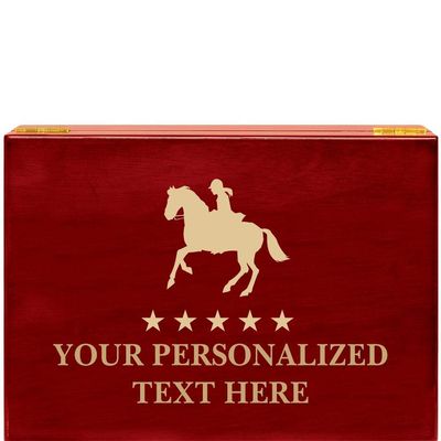 Crown Awards Equestrian Horse Rosewood Humidor Gift, Customize with Your Own Text Engraving