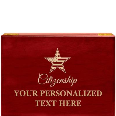 Crown Awards Citizenship Rosewood Humidor Gift, Customize with Your Own Text Engraving