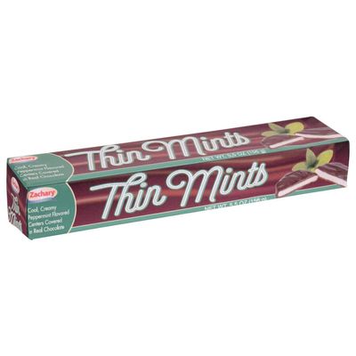 Zachary (1) Box Thin Mints - Cool Creamy Peppermint Flavored Centers Covered in Real Chocolate - Net Wt. 5.5 oz