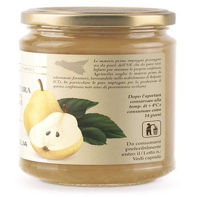 Agrisicilia Sicilian Jam and Marmalade 12.7oz Made in Italy (Pears, 2 Pack)