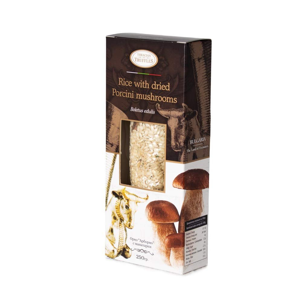 Italian Arborio Risotto Rice with Dried Porcini Mushrooms Boletus Edulis and Spices, Risotto with Mushrooms, Rich in Antioxidants, Fibres (1 x 250g)