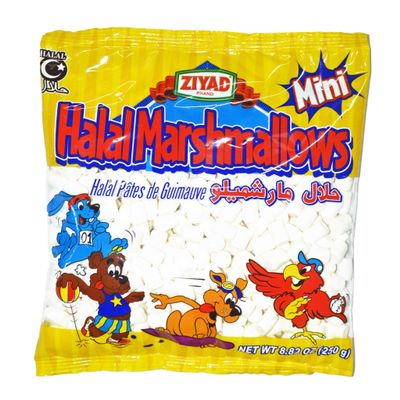Ziyad Gourmet Halal MINI Marshmallows, Pork-Free, Egg-Free, Dairy-Free, Gluten-Free, Perfect for Holidays and Smores! 8.80oz (Pack of 24)