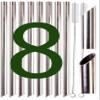 8 Point End BOBA Straw Stainless Steel Extra Wide 1/2" x 9.5" Long Tapioca Pearl Bubble Tea Thick FAT - CocoStraw Brand view 1