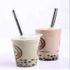 8 Point End BOBA Straw Stainless Steel Extra Wide 1/2" x 9.5" Long Tapioca Pearl Bubble Tea Thick FAT - CocoStraw Brand view 2
