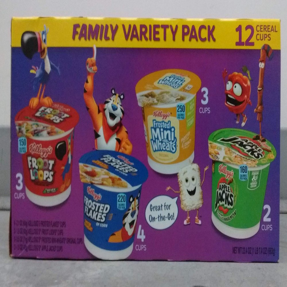 Kellogg's Breakfast Cereal Cups Family Variety Pack, 12 ct