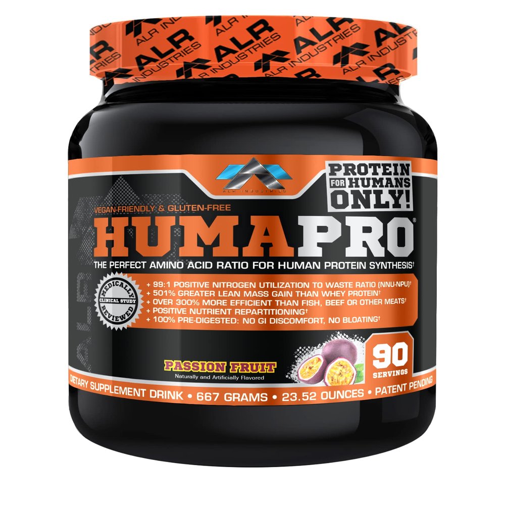 ALR Industries Humapro | Amino Acids Protein Matrix for Humans | 99% Utilization for Lean Muscle | Vegan, Gluten Free | 667g / 90 Servings (Passion Fruit)