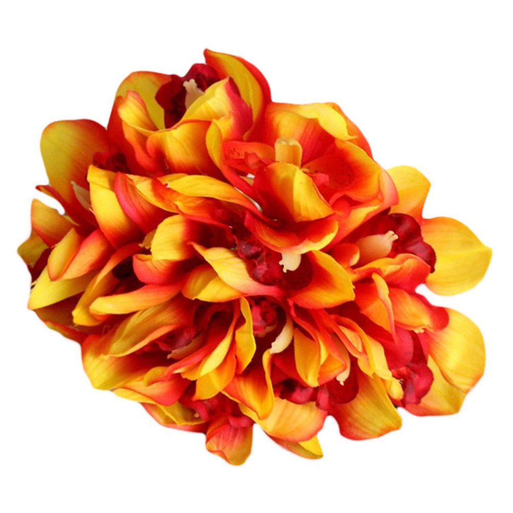 Lily Garden 24 Stems Real Touch Cymbidiums Orchid Bundle (Orange)