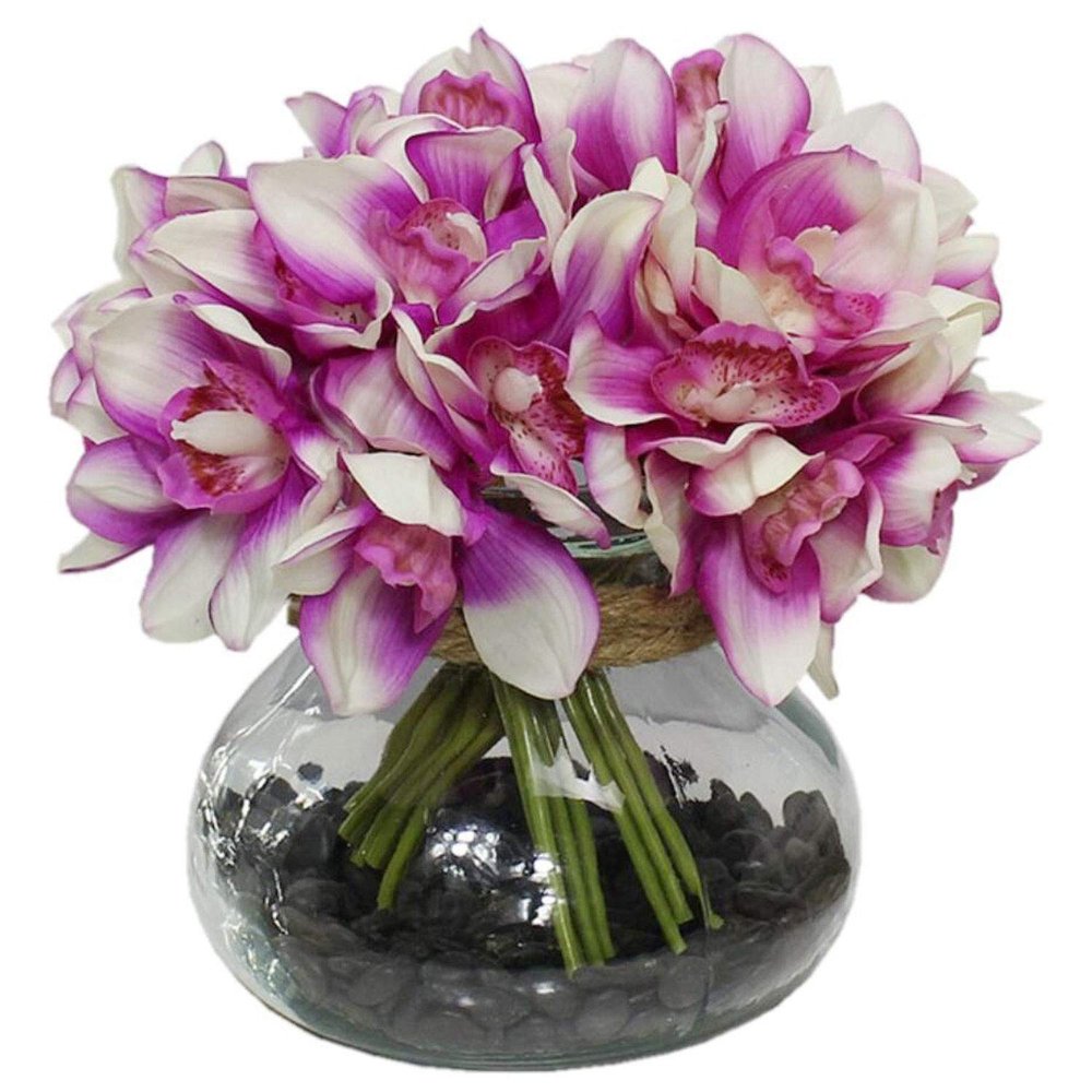 Lily Garden 24 Stems Real Touch Cymbidiums Orchid Bundle (Purple)