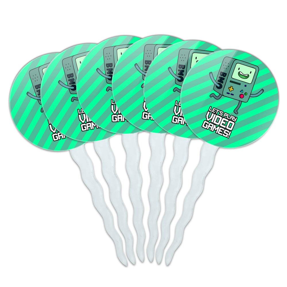 Adventure Time BMO Play Video Games Cupcake Picks Toppers Decoration Set of 6