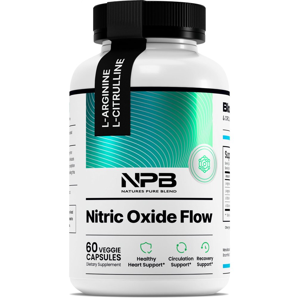 Nature's Pure Blend Nitric Oxide Supplements for Men L-Arginine L-Citrulline Heart Support & Flow Circulation Booster 1500MG L Arginine and L Citrulline, Preworkout, Bodybuilding