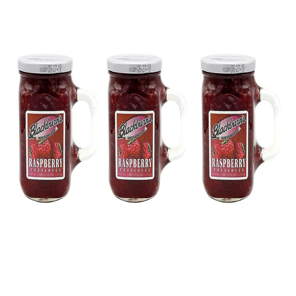 Blackburn's Preserves & Jellys 18oz Reusable Handled Glass Mug Jar (Raspberry)