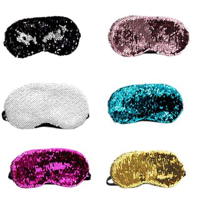 6 Pcs Glitter Mermaid Sequins Sleep Sleeping Eye Mask Elastic Eye Cover Shade Blindfold Women Teens Girls