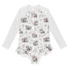 Gugusary Raccoon Baby Toddler Girl Long Sleeve Ruffle Swimsuit One Piece Zipper with UPF 50+ view 1
