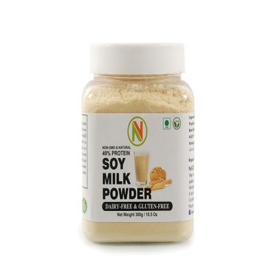 NatureVit Soya Milk Powder, 300g [Vegan, Non-GMO & 49% Protein & Sugar Free]