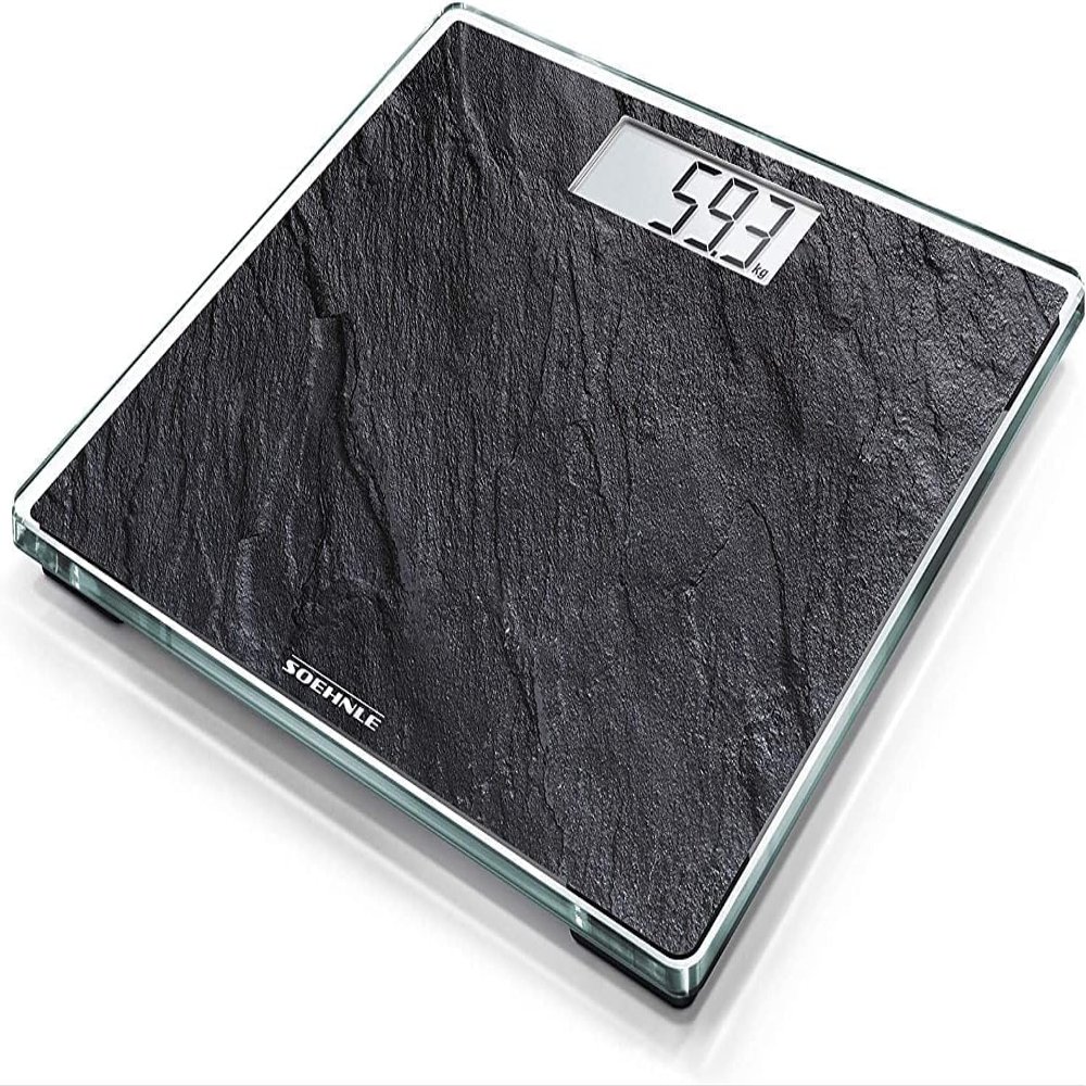 Soehnle Style Sense Compact 300, Compact Digital Weighing Scale, Bathroom Scale with Easy-to-Read LCD Display, Extra-Flat Body Weight Scale, Slate