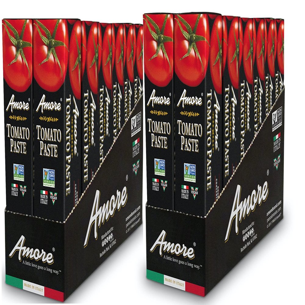 Amore Vegan Tomato Paste In A Tube - Non GMO Certified and Made In Italy, 4.5 Ounce (Pack of 24)