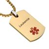 LiFashion LF Stainless Steel Leukemia Medical Alert Dog Tag ID Pendant Caduceus Necklace for Men Women Teens Health Alert Monitoring Systems,Gold view 1