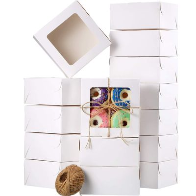 50 Pieces Bakery Box with Window Cookie Boxes Mini Kraft Boxes Gift for Pastries, Candy, Pie, Cupcakes, Soap Packaging for Homemade Soap(White,6.3 x 6.3 x 3 Inch)