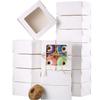 50 Pieces Bakery Box with Window Cookie Boxes Mini Kraft Boxes Gift for Pastries, Candy, Pie, Cupcakes, Soap Packaging for Homemade Soap(White,6.3 x 6.3 x 3 Inch) view 1