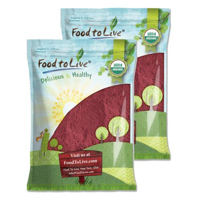 Food to Live Organic Beet Root Powder, 16 Pounds  Non-GMO, Raw, Kosher, 100% Pure, Vegan Superfood, Bulk, Rich in Iron and Fiber, Great for Juices, Drinks, and Smoothies