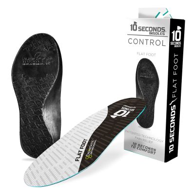 10 Seconds - Flat Foot Orthopedic Insole  Corrective Arch Support for Flat Feet, Biostatic Topper with Shock Absorbing Foam, Prevents Overpronation M 4/4.5, W 5.5/6