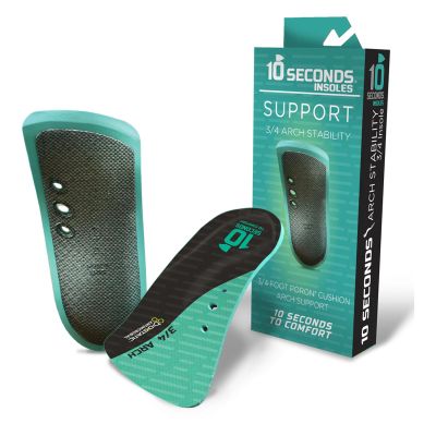 10 Seconds - 3720 Stability: Firm Arch Support - High Arch Height - Firm Cushioning, High Shock Absorption, Lightweight, Fit for Narrow Shoes with Memory Foam, Stability Plate (M 14)
