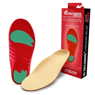 10 Seconds Pressure Relief 3020  Ultra Cushioned - Medium Arch Support - Medium Arch Height, Trim to Fit, Molds to Foot Plastazote Memory Foam Topper (M 11, W 13)