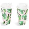 BLUE PANDA Disposable Coffee Cups with Lids - 16 Oz, 48 Count, Tropical Green Leaf Design - Paper Cups to Go for Parties & Travel - Leak Proof & Compostable view 3