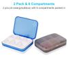 2PCS Portable Travel Pill Organizer Case for Pocket or Purse Cute Small Daily High Quality Pill Box Blue+ Grey(6 Compartments) view 2