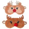 2 Pack Plush Sleep Mask: Christmas 3D Cute Deer Contoured & Breathable Night Sleep Eye Mask for Women Men, Adjustable Nose Bridge Blindfold for Travel, Nap, Shift Work, Meditation, Airplane, Bed view 1