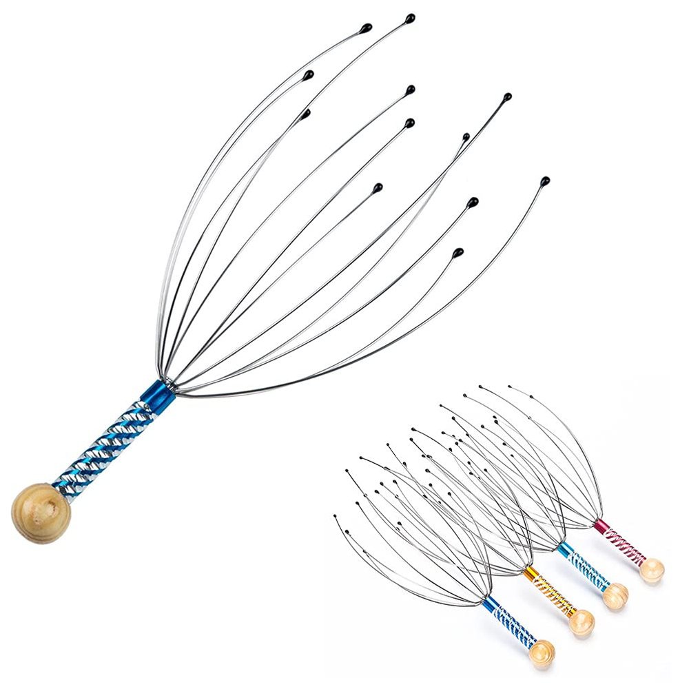 AKOAK 1 Pack Manual Scalp Massage Claws, Wooden Handles, Steel Wire Head Massager, Home Massage Relax - Massage The Acupuncture Points on The Head or Body
