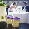 100 Purple Rimmed Plastic Cups and 1 Silver Ice Tong Set - 9 Ounce Disposable Wine Glasses - Fancy Clear Plastic Cups - Mermaid Party Supplies view 4
