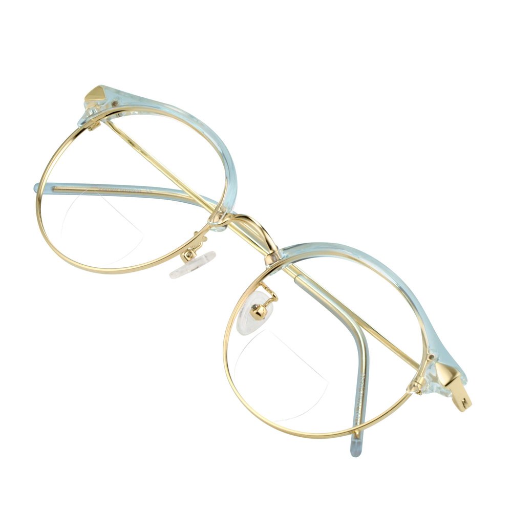 VisionGlobal Bifocal Reading Glasses Blue Light Blocking for Men and Women - Stylish Retro Oval Computer Readers (Up+0.75/Down+3.50)