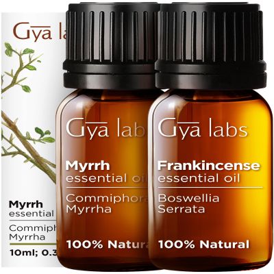 Gya Labs Frankincense and Myrrh Oils for Diffuser (0.34 fl oz x 2)