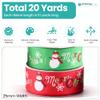 Trimming Shop Christmas Grosgrain Ribbon Xmas Holiday Printed Snowflake Snowman Ribbons for Gift Wrapping, Festive Decoration (25mm x 20 Yards, Red & Green, 2 Rolls) view 2